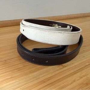 Lot of 2 Vintage BARRY KIESELSTEIN-CORD Leather Belts - Black and White